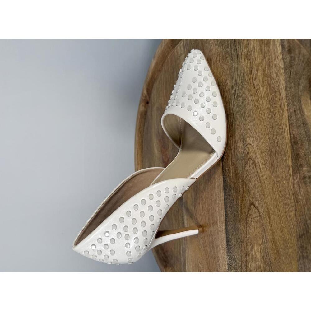 French Connection White Studded Pointed Toe Heels Size US 9.5 NWB - Picture 8 of 12